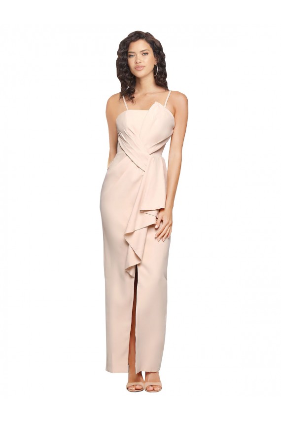Low Back Strapless Stretch Crepe Nude Long Prom Dress Canada Shop