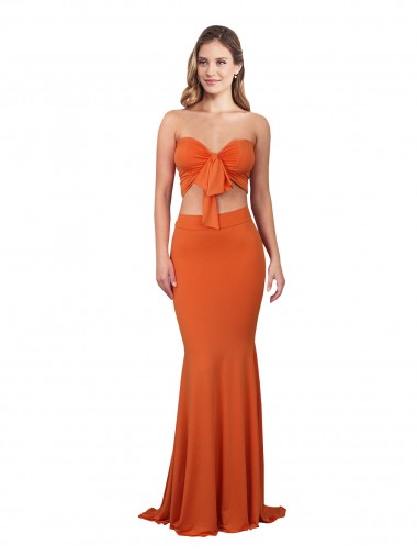 Strapless Spandex Orange Long Prom Dress Canada Shop