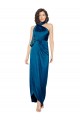 Halter Neck Silky Satin Peacock Blue Long Prom Dress Canada Shop