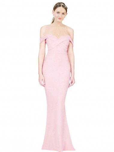 Low Back Strapless Stretch Crepe Pink Long Prom Dresses Canada Shop