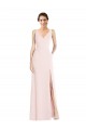 Low Back V-Neck Stretch Crepe Pink Long Prom Dress Canada Shop