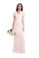 V-Neck Stretch Crepe Pink Long Prom Dress Canada Shop