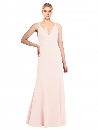 High Neck Stretch Crepe Pink Long A-Line Prom Dress Canada Shop