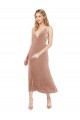 V-Back V-Neck Stretch Velvet Pink Midi Length Prom Dress Canada Shop