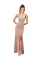 One Shoulder Stretch Velvet Pink Long Prom Dress Canada Shop