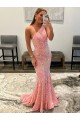 One Shoulder Velvet Sequin Pink Sweep Train Prom Dress Canada Shop