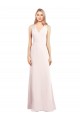 Keyhole Back V-Neck Stretch Crepe Pink Long Prom Dress Canada Shop