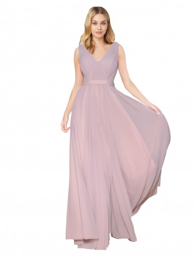 V-Back V-Neck Soft Chiffon Primrose Long Prom Dress Canada Shop