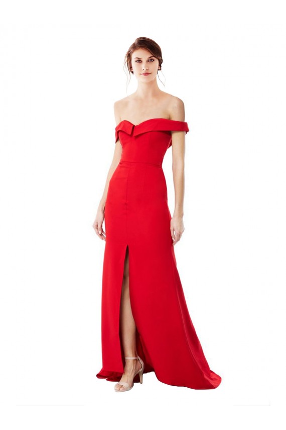 Off the Shoulder Stretch Crepe Red Long Prom Dress Canada Shop