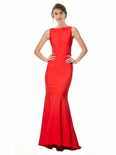 Open Back Halter Neck Stretch Crepe Red Long Prom Dress Canada Shop