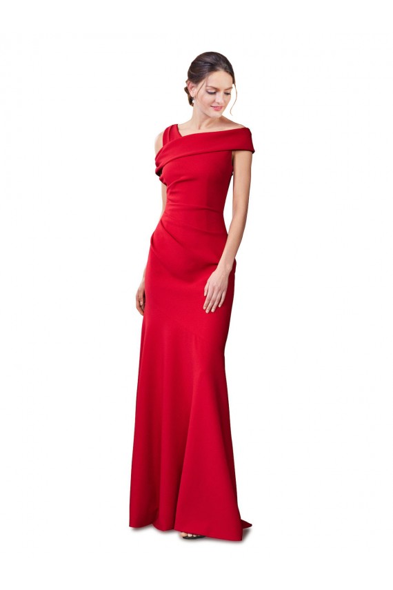 Stretch Crepe Red Long Bridal Party Dress Canada Shop