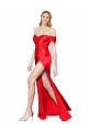 Off the Shoulder Stretch Satin Red Long Sexy Prom Dress Canada Shop