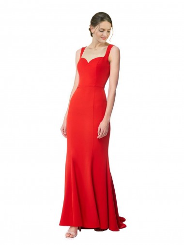 Sweetheart Stretch Crepe Red Long Prom Dress Canada Shop