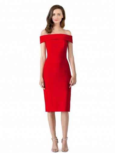 Off the Shoulder Stretch Crepe Red Cocktail Length Prom Dress Canada Shop