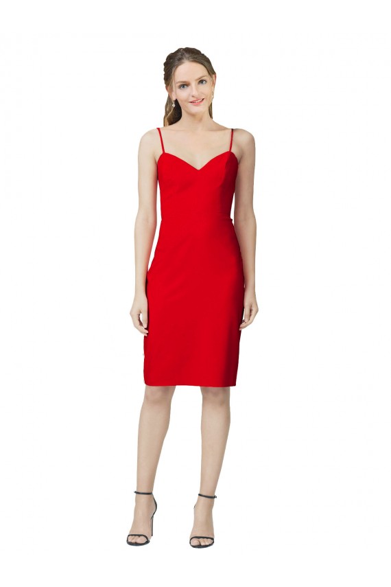 Sweetheart Stretch Crepe Red Cocktail Length Prom Dress Canada Shop
