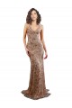 Open Back V-Neck Stretch Crepe & Sequin Tulle Rose Gold Long Prom Dress Canada Shop