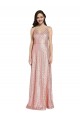 Low Back V-Neck Sequin Rose Gold Long Prom Dress Canada Shop
