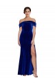 Off the Shoulder Stretch Velvet Royal Blue Long Prom Dress Canada Shop