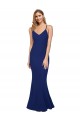 Open Back V-Neck Stretch Crepe Royal Blue Long Prom Dress Canada Shop