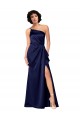 One Shoulder Silky Satin Sapphire Long Prom Dress Canada Shop