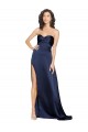 Low Back Sweetheart Silky Satin Sapphire Long Sexy Prom Dress Canada Shop