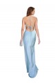 Open Back Cowl Neck Silky Satin Light Sky Blue Long Prom Dress Canada Shop