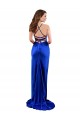 Open Back Cowl Neck Silky Satin Royal Blue Long Prom Dress Canada Shop