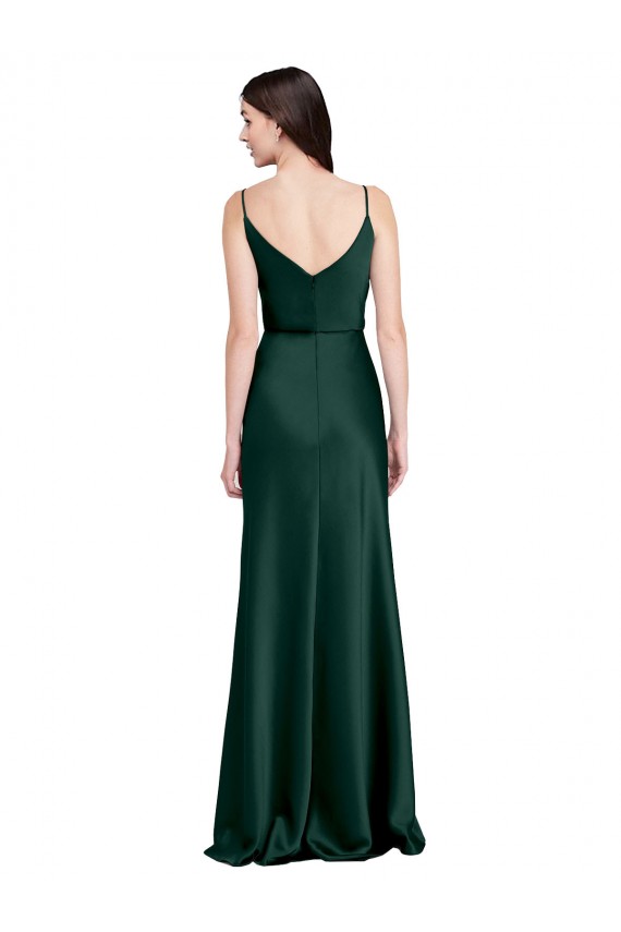 V-Back Cowl Neck Stretch Satin Hunter Long Prom Dress Canada Shop