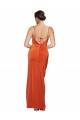 Open Back Spaghetti Straps Stretch Satin Rust Sweep Train Prom Dress Canada Shop