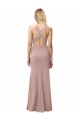 Open Back Halter Neck Stretch Crepe Dusty Pink Long Prom Dress Canada Shop