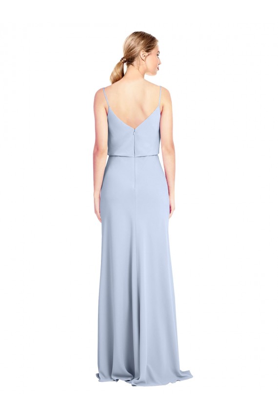V-Back Cowl Neck Stretch Crepe Light Sky Blue Long Prom Dress Canada Shop