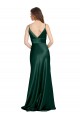 V-Back Spaghetti Straps Stretch Satin Hunter Long Prom Dress Canada Shop