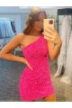 One Shoulder Velvet Sequin Short Homecoming Dress / Prom Dress Canada Shop