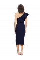 One Shoulder Stretch Crepe Dark Navy Midi Length Prom Dress Canada Shop
