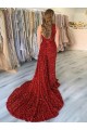 One Shoulder Velvet Sequin Burgundy Court Train Prom Dress Canada Shop