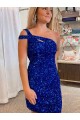 One Shoulder Velvet Sequin Fuchsia Short Short Prom Dress Canada Shop
