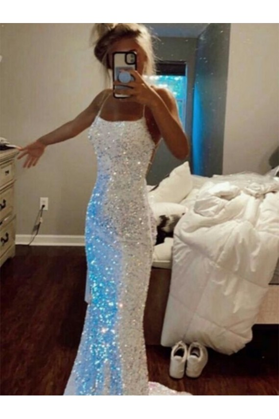 Spaghetti Straps Velvet Sequin Sweep Train Prom Dress Canada Shop