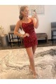 Spaghetti Straps Velvet Sequin Burgundy Short Short Homecoming Dress / Prom Dress Canada Shop
