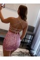 Spaghetti Straps Velvet Sequin Hot Pink Short Homecoming Dress / Prom Dress Canada Shop