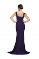 Square Neck Stretch Crepe Dark Navy Sweep Train Prom Dress Canada Shop