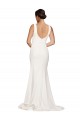Low Back Square Neck Stretch Crepe Ivory Sweep Train Prom Dress Canada Shop