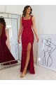 Square Neck Velvet Sequin Burgundy Long Prom Dress Canada Shop