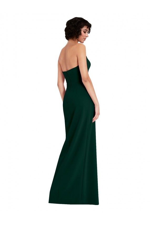 Low Back Scoop Neck Stretch Crepe Midnight Green Long Prom Dress Canada Shop
