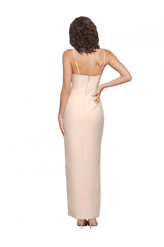 Low Back Strapless Stretch Crepe Nude Long Prom Dress Canada Shop
