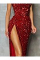 Strapless Velvet Sequin Burgundy Long Prom Dress Canada Shop