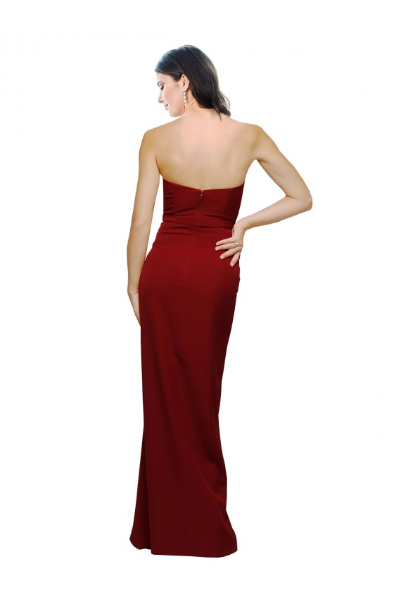 Sweetheart Stretch Crepe Burgundy Long Sheath Prom Dress Canada Shop