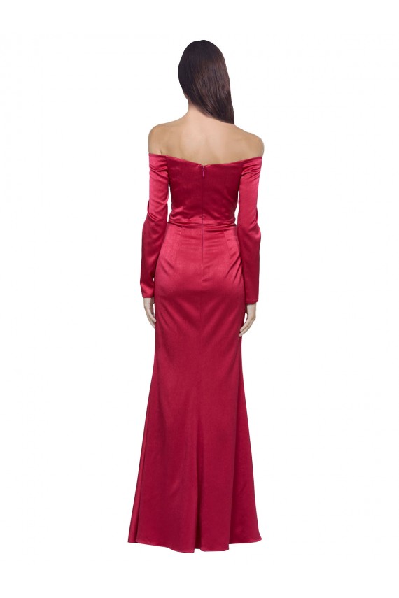 Sweetheart Stretch Satin Dark Red Long Prom Dress Canada Shop