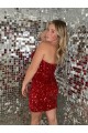 Sweetheart Velvet Sequin Burgundy Short Homecoming Dress Canada Shop