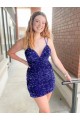 V-Neck Velvet Sequin Short Homecoming Prom Dress Canada Shop