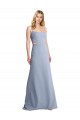 Open Back Spaghetti Straps Stretch Crepe Smoke Blue Long Prom Dress Canada Shop